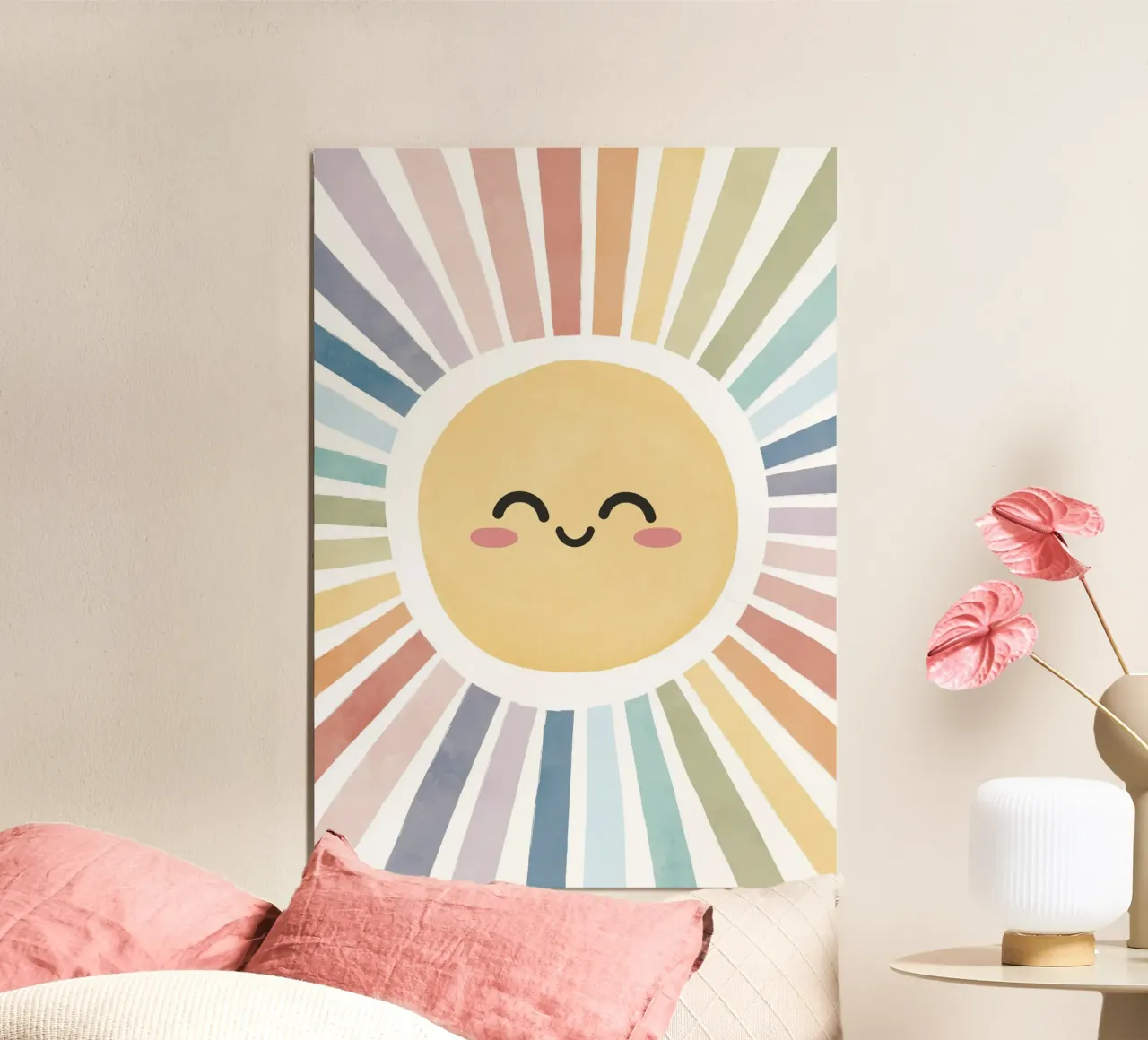 Stampa del sole felice, poster arcobaleno per bambini nella nursery, decorazione della stanza dei giochi poster con telaio in plastica da ABC Prints