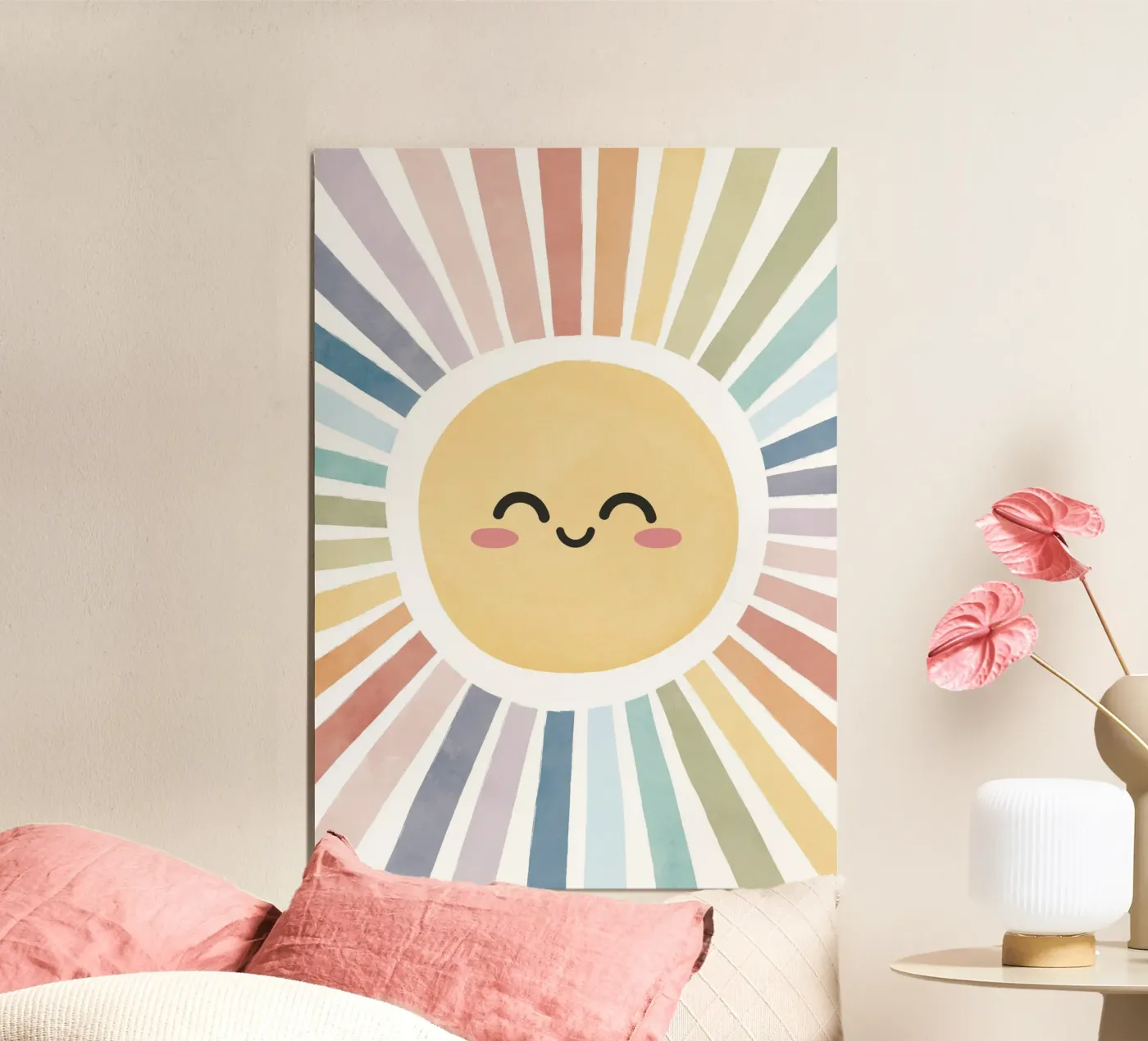 Happy Sun Print, Rainbow Kids Nursery Poster, Playroom Decor Poster von ABC Prints