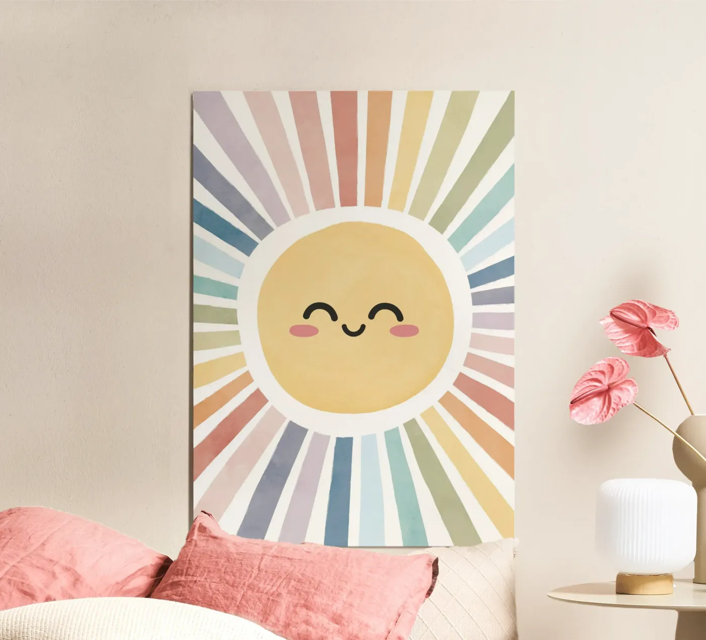 Happy Sun Print, Rainbow Kids Nursery Poster, Playroom Decor poster de ABC Prints
