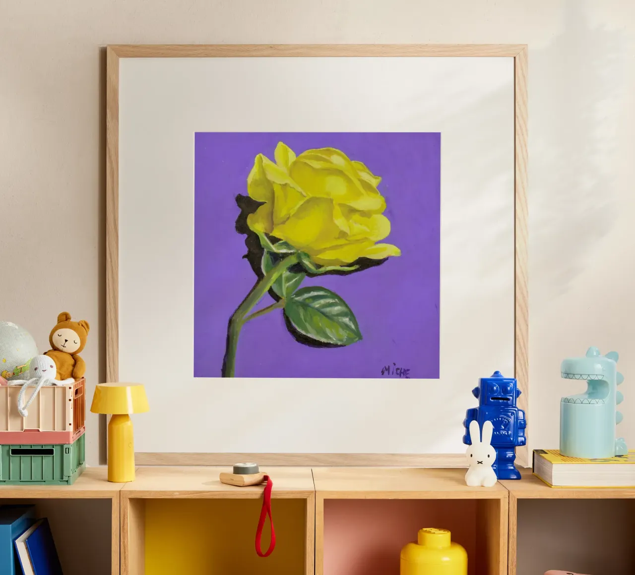 Yellow Rose poster con telaio in legno da Miche Watkins
