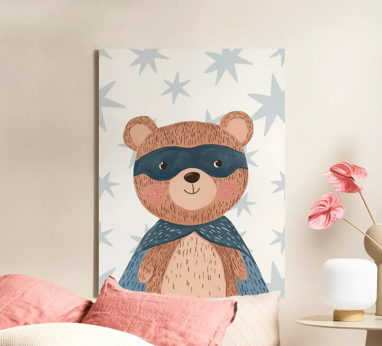 Superheld Beer Print, kinderkamer muurkunst, speelkamer Poster canvas met Baklijst van Little Lola