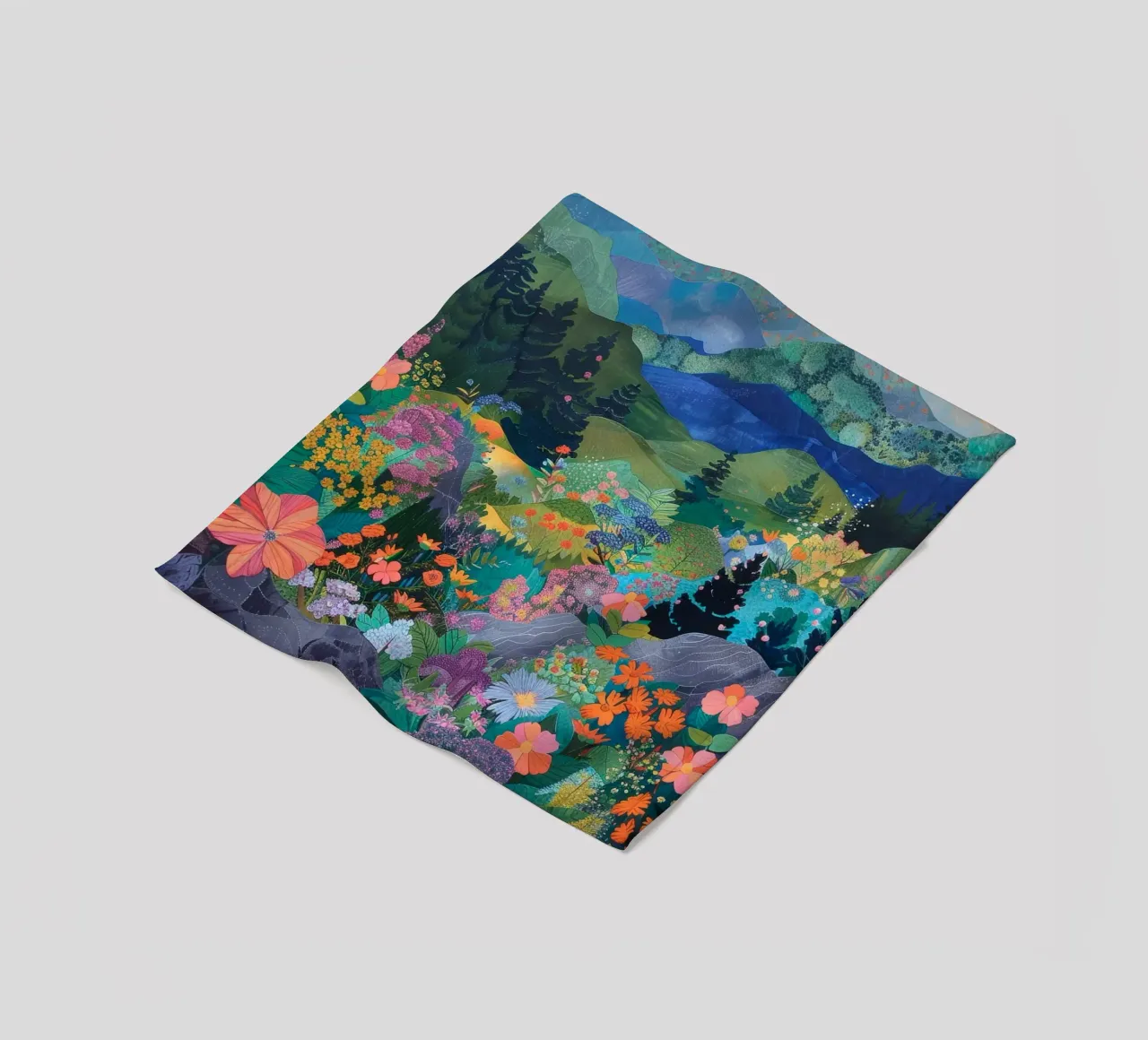 Boho Mountain Print, Abstrakte Wandkunst, Blumendruck Fleecedecke von Boheme