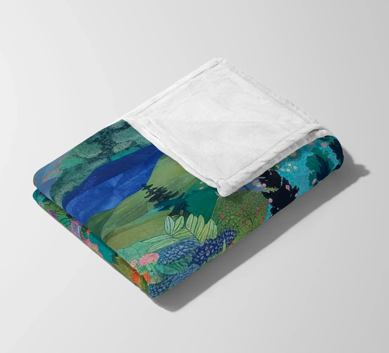 Boho Mountain Print, Abstrakte Wandkunst, Blumendruck Fleecedecke von Boheme
