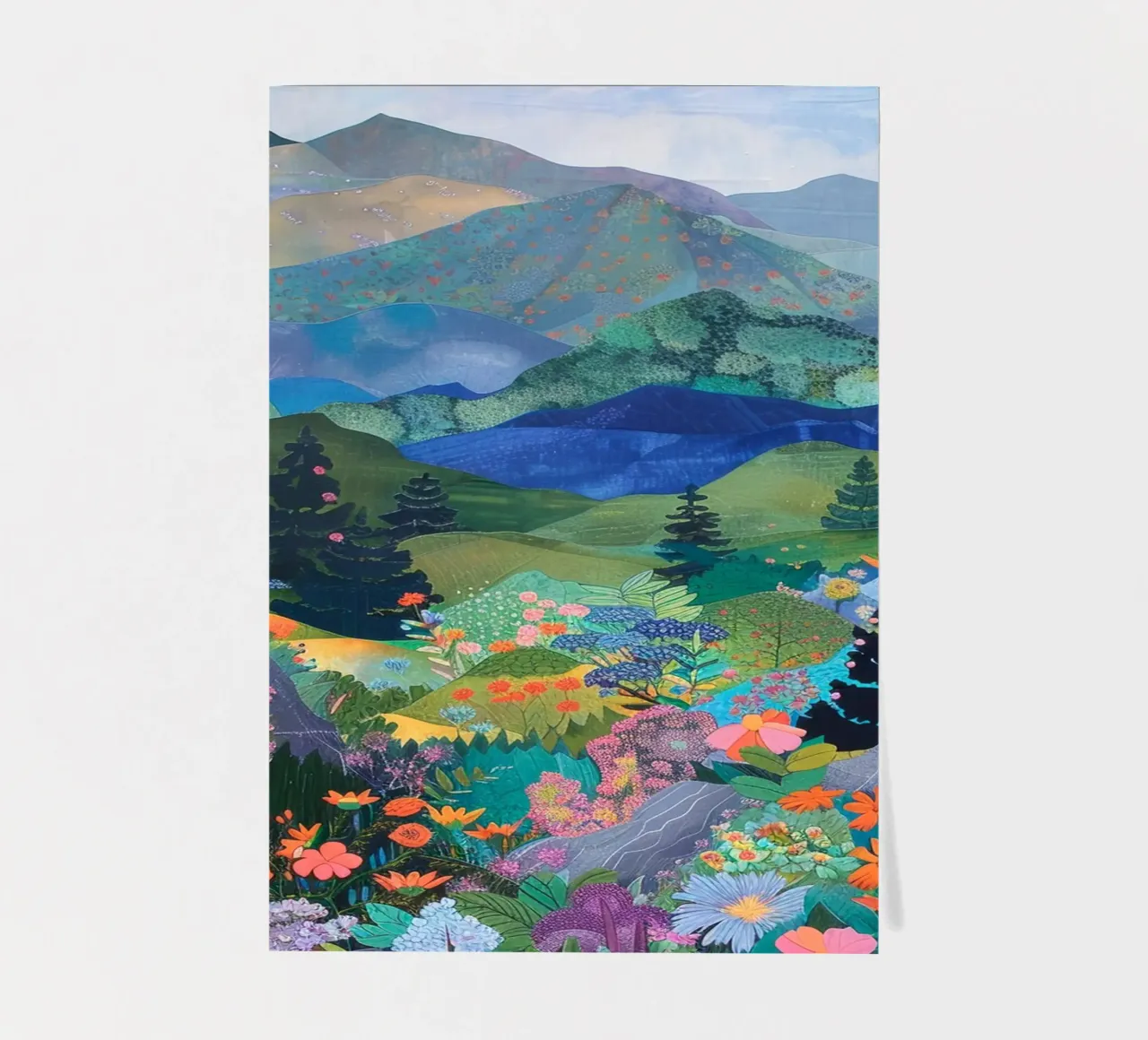Boho Mountain Print, Abstrakte Wandkunst, Blumendruck Stickerbogen von Boheme