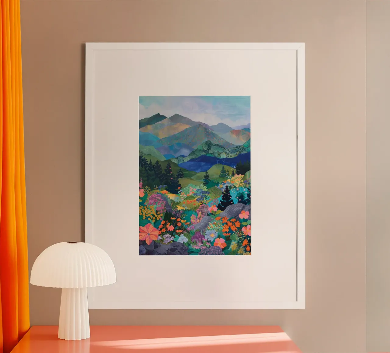Boho Mountain Print, Abstrakte Wandkunst, Blumendruck Hahnemühle von Boheme