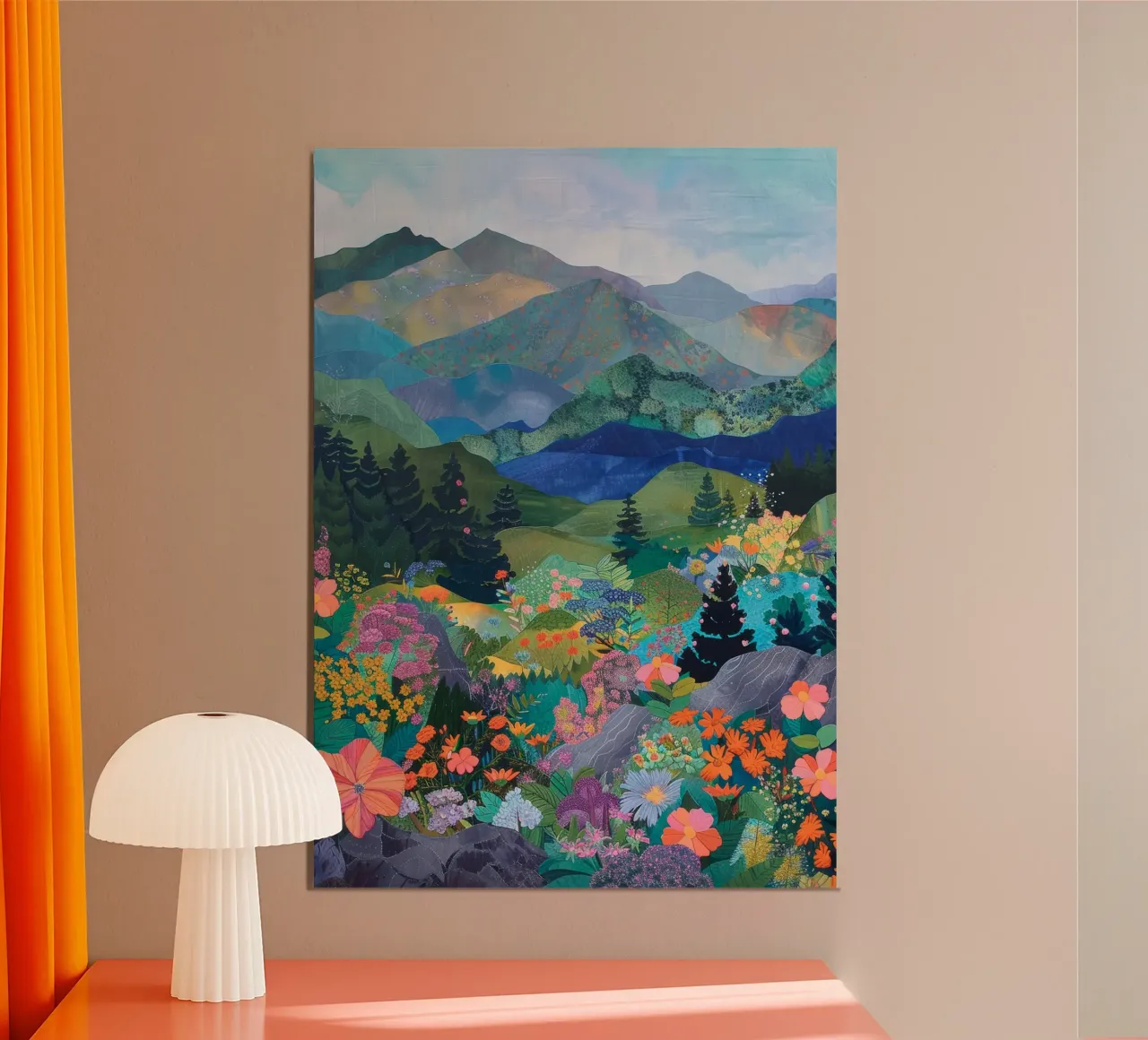 Boho Mountain Print, Abstrakte Wandkunst, Blumendruck Hahnemühle von Boheme