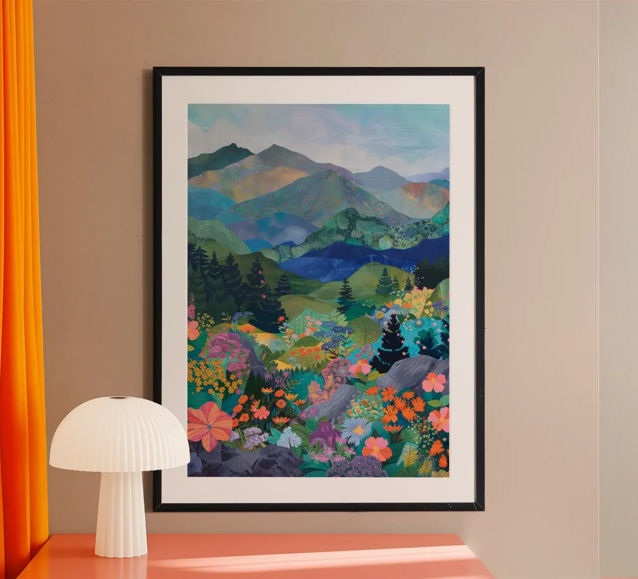 Boho Mountain Print, Abstrakte Wandkunst, Blumendruck Hahnemühle von Boheme