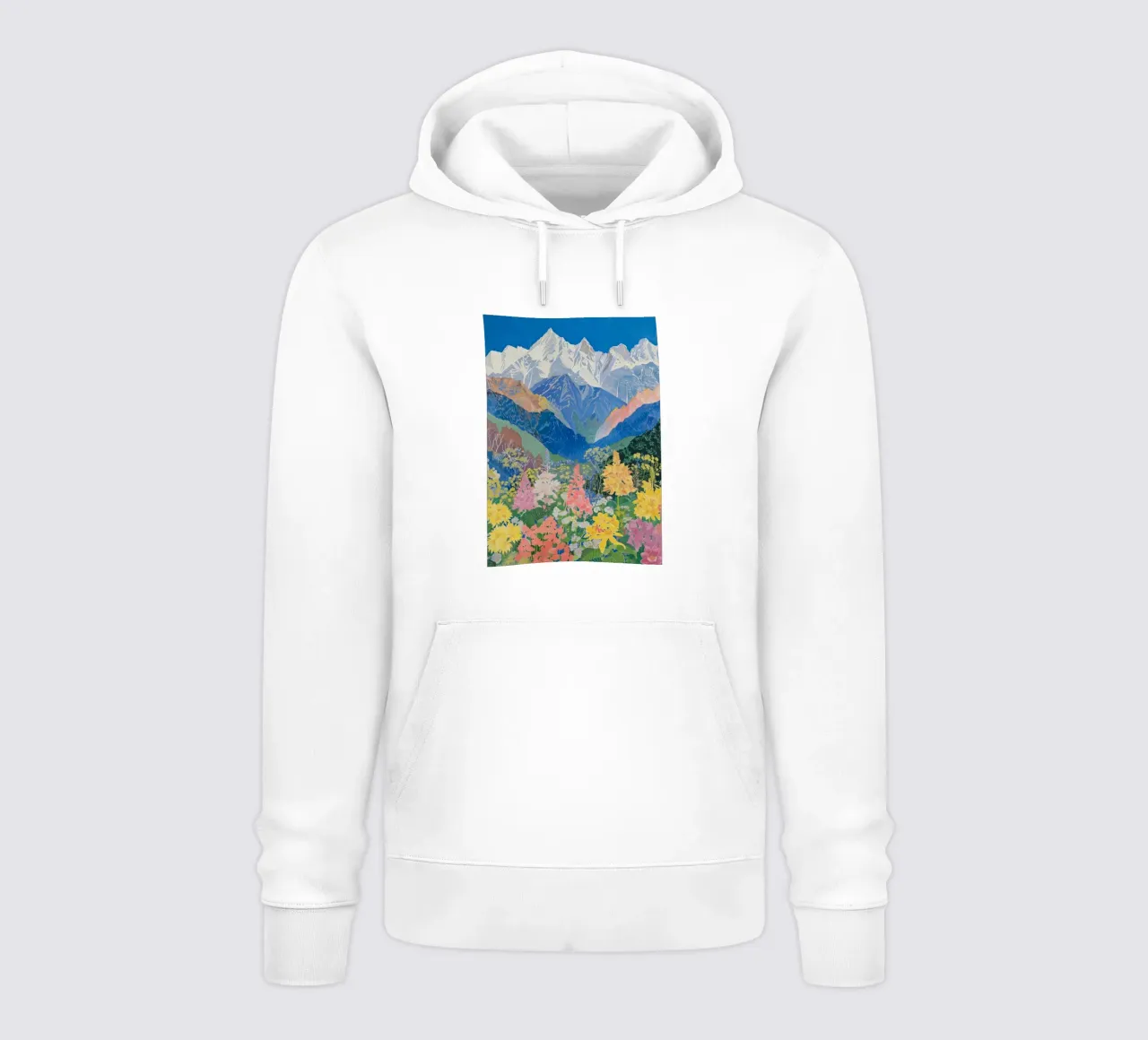 Boho Mountain Poster, Colourful Nature Print hoodie by Boheme