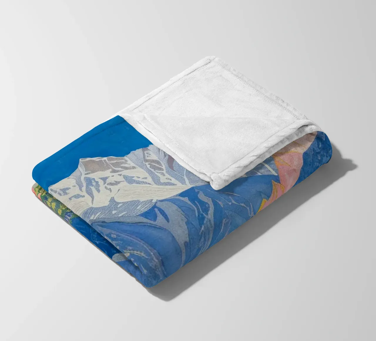 Boho Mountain Poster, kleurrijke natuurprint fleecedeken van Boheme
