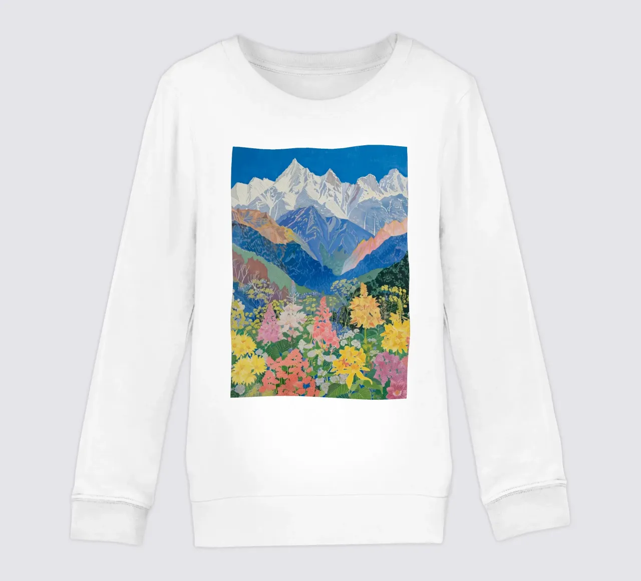Boho Mountain Poster, bunter Naturdruck Kinder Sweatshirt von Boheme