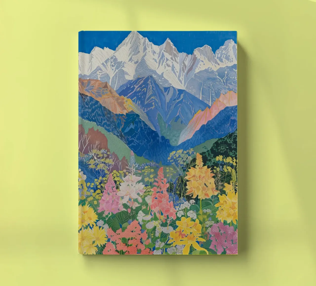 Boho Mountain Poster, Colourful Nature Print notebook by Boheme