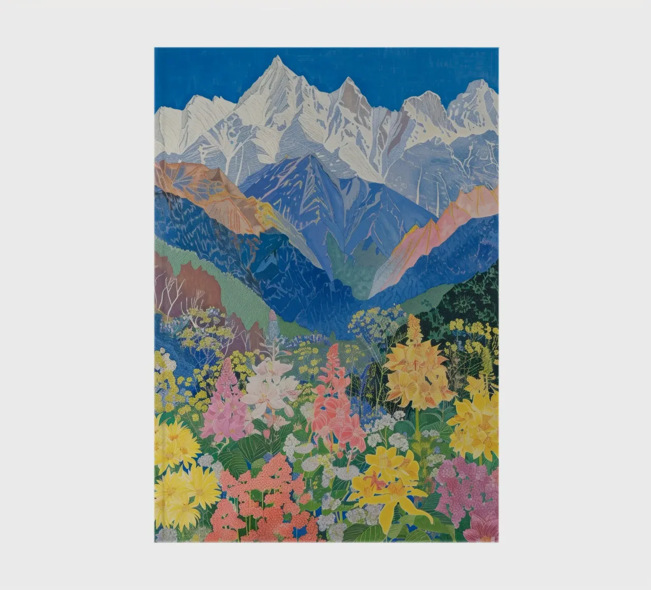 Boho Mountain Poster, Colourful Nature Print notebook by Boheme