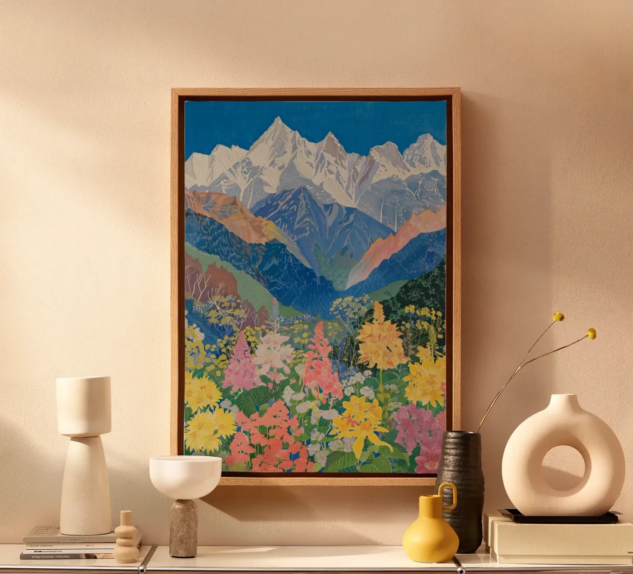 Boho Mountain Poster, bunter Naturdruck Leinwand von Boheme
