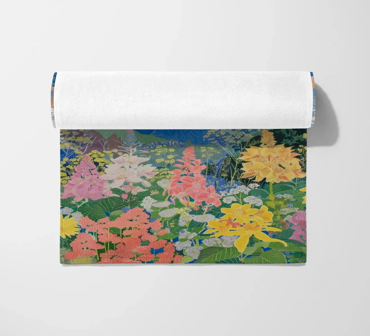 Boho Mountain Poster, bunter Naturdruck Strandtuch von Boheme