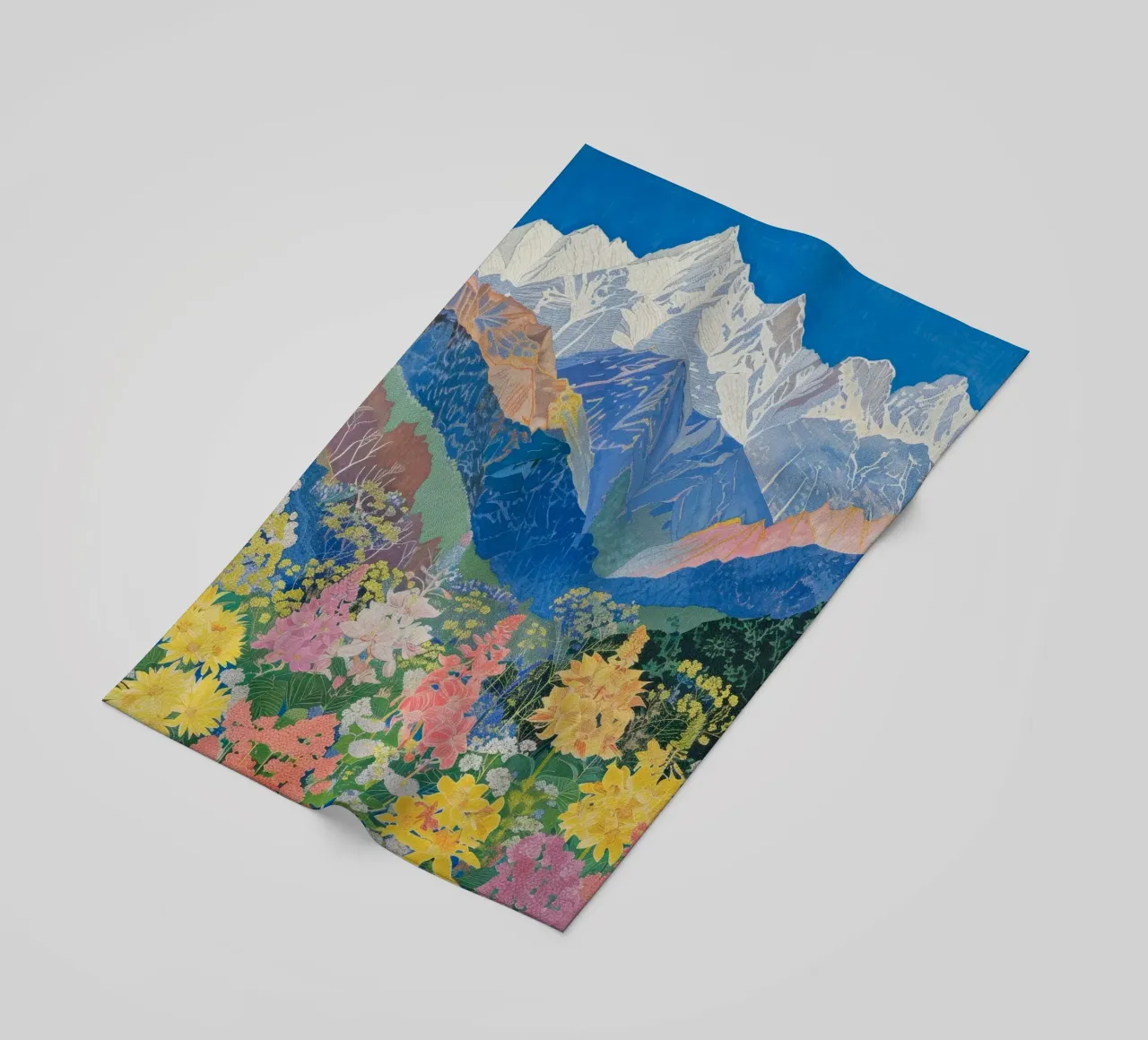 Boho Mountain Poster, bunter Naturdruck Strandtuch von Boheme