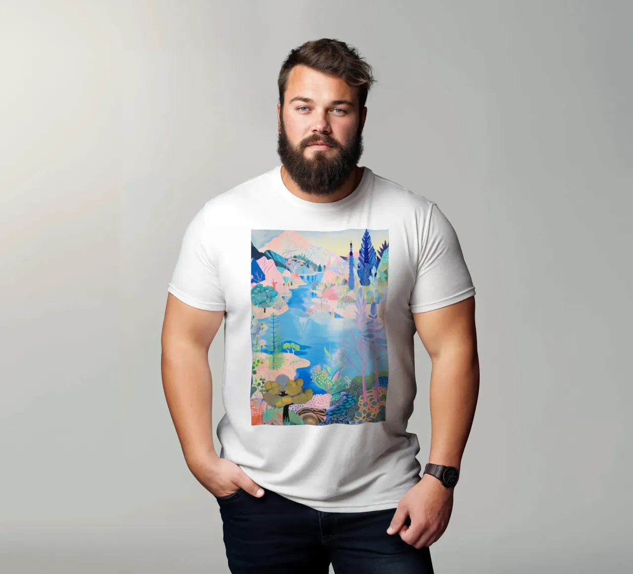 Forest Print, Colourful Abstract Wall Art, Nature Poster t-shirt by Boheme