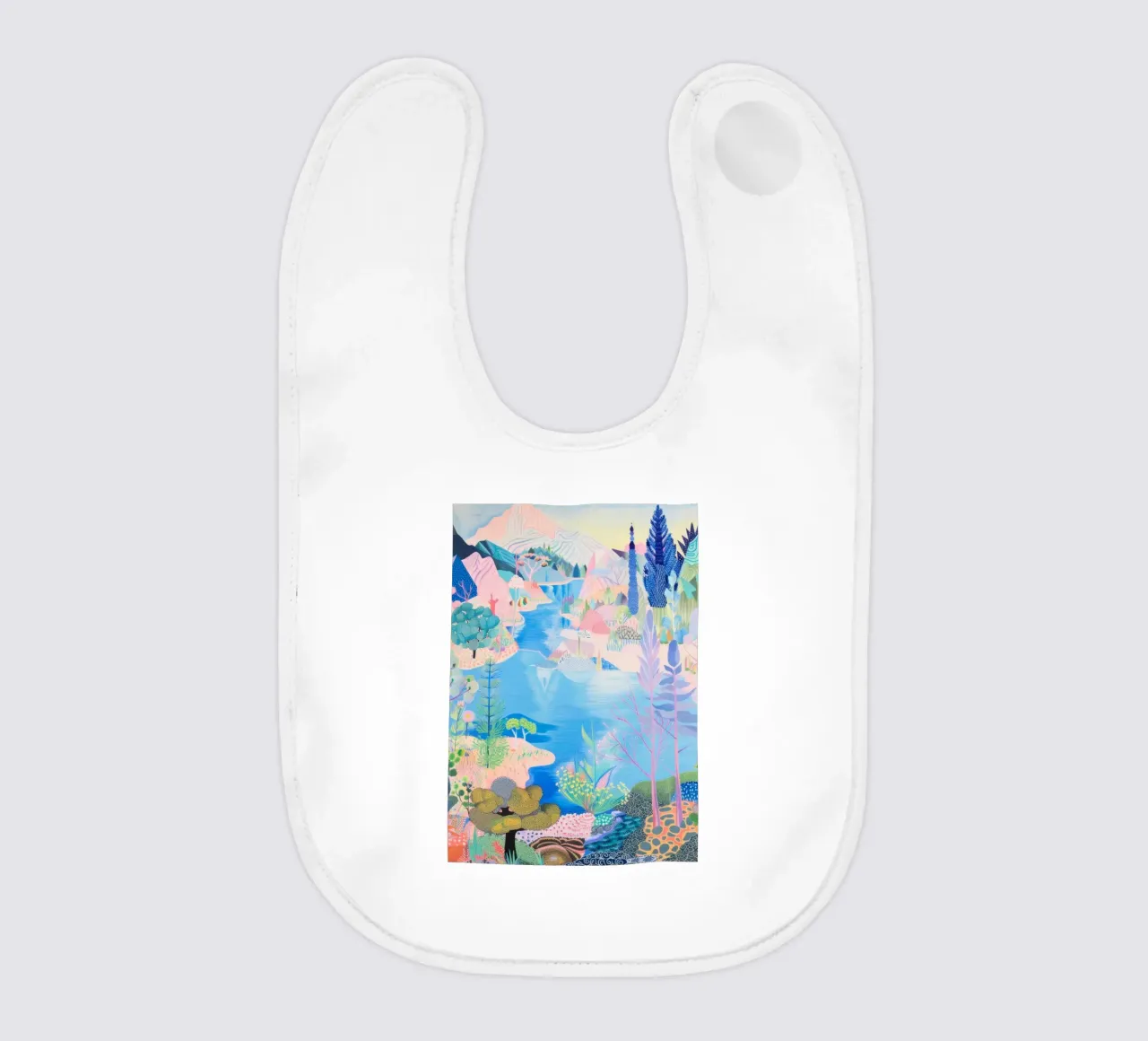 Forest Print, Colourful Abstract Wall Art, Nature Poster baby bib by Boheme