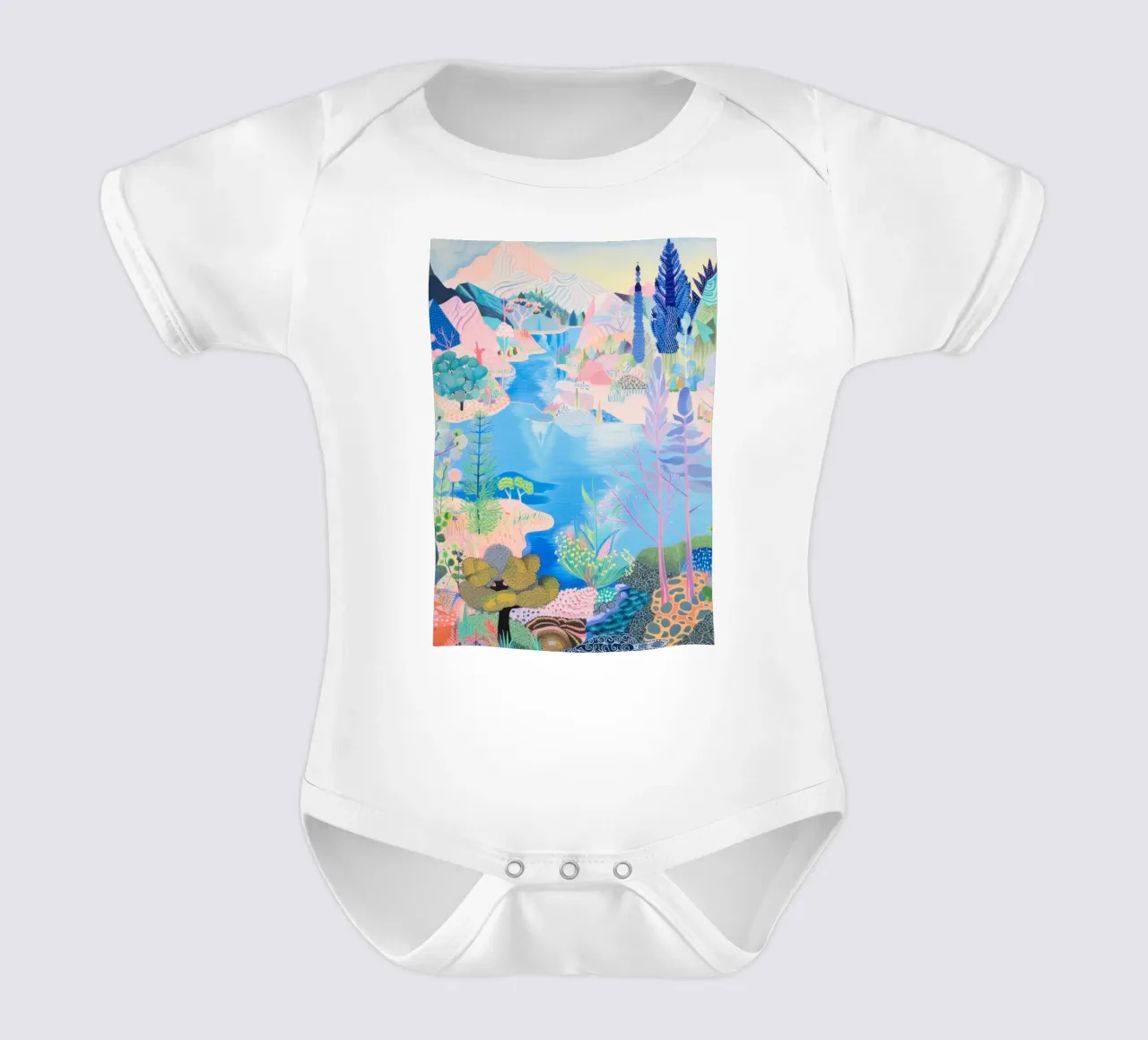 Forest Print, Colourful Abstract Wall Art, Nature Poster short-sleeve baby romper by Boheme