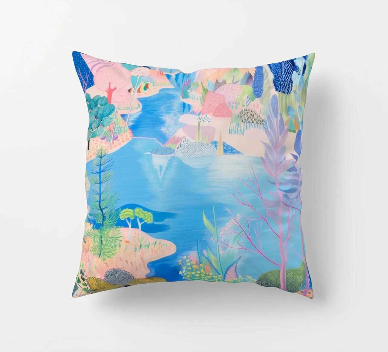 Forest Print, Colourful Abstract Wall Art, Nature Poster decorative cushion by Boheme