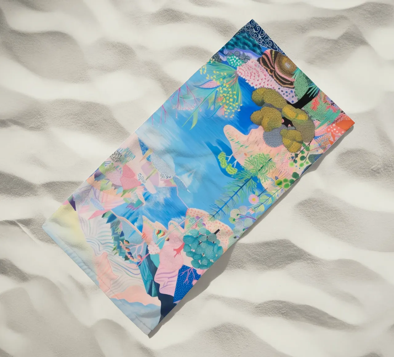 Forest Print, Colourful Abstract Wall Art, Nature Poster beach towel by Boheme