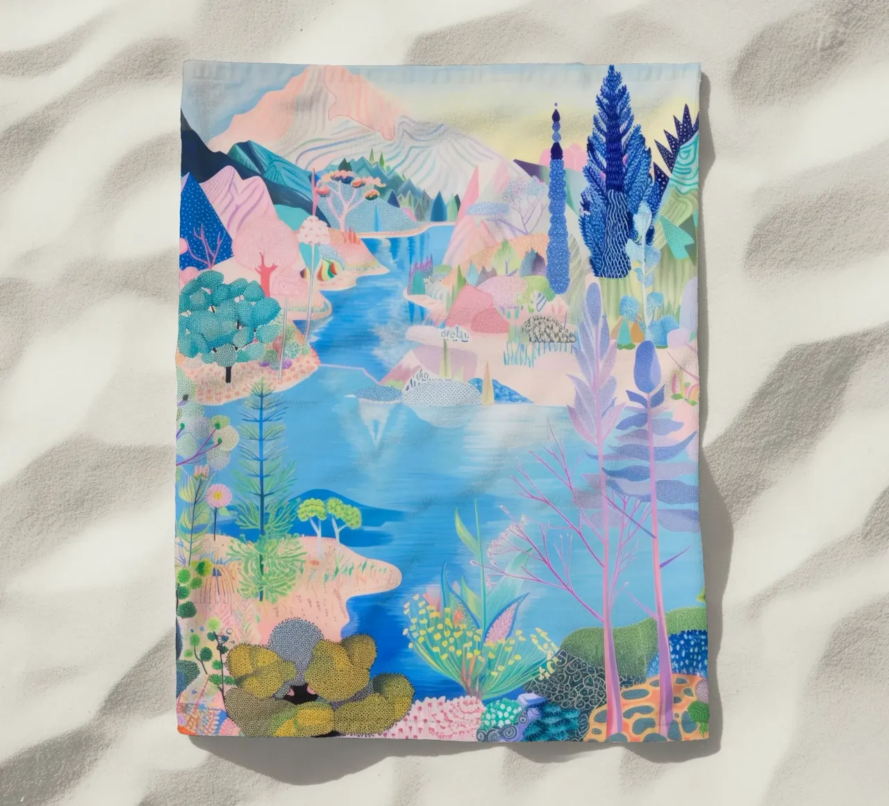 Forest Print, Colourful Abstract Wall Art, Nature Poster beach towel by Boheme