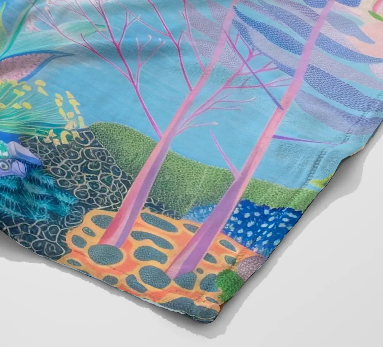 Forest Print, Colourful Abstract Wall Art, Nature Poster fleece blanket by Boheme