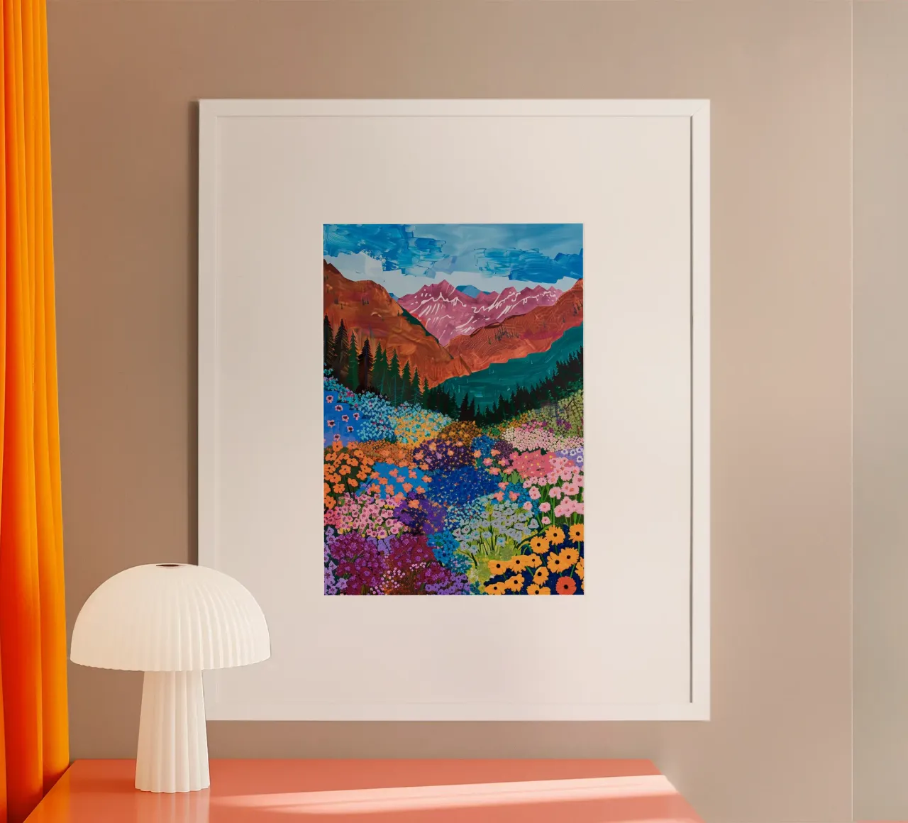 Abstracte bloemenprint, modern natuurlandschap bergkunst poster van Boheme