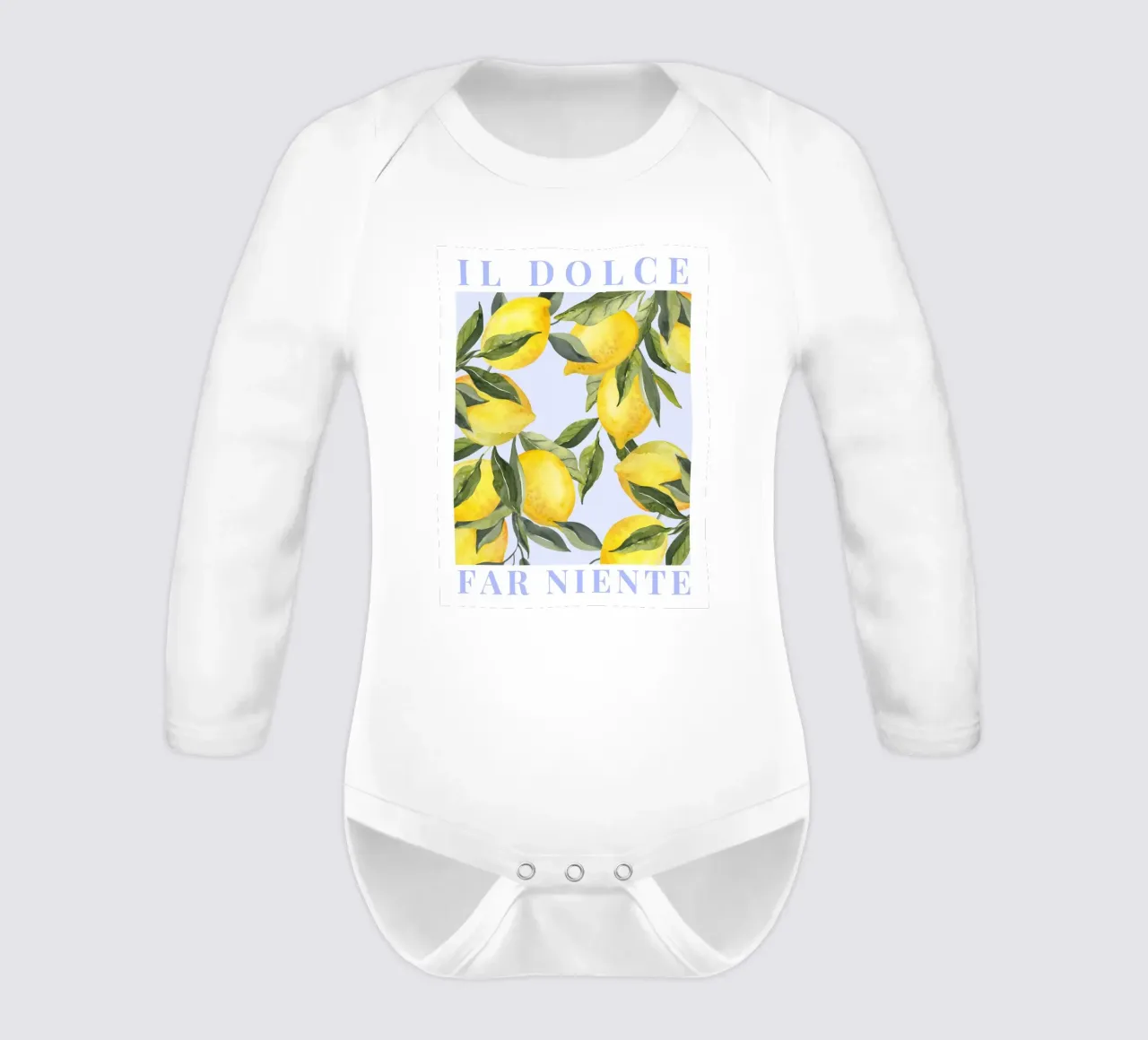 Zitrone drucken, Das Dolce Far Niente, Zitrone Poster Langarm Babybody von Bella Studio