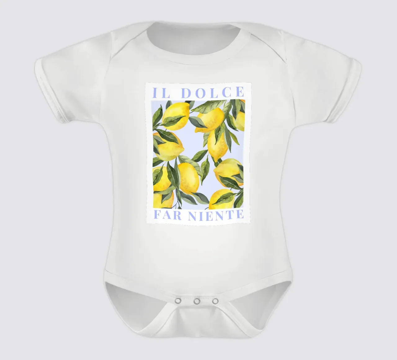 Zitrone drucken, Das Dolce Far Niente, Zitrone Poster Kurzarm Babybody von Bella Studio