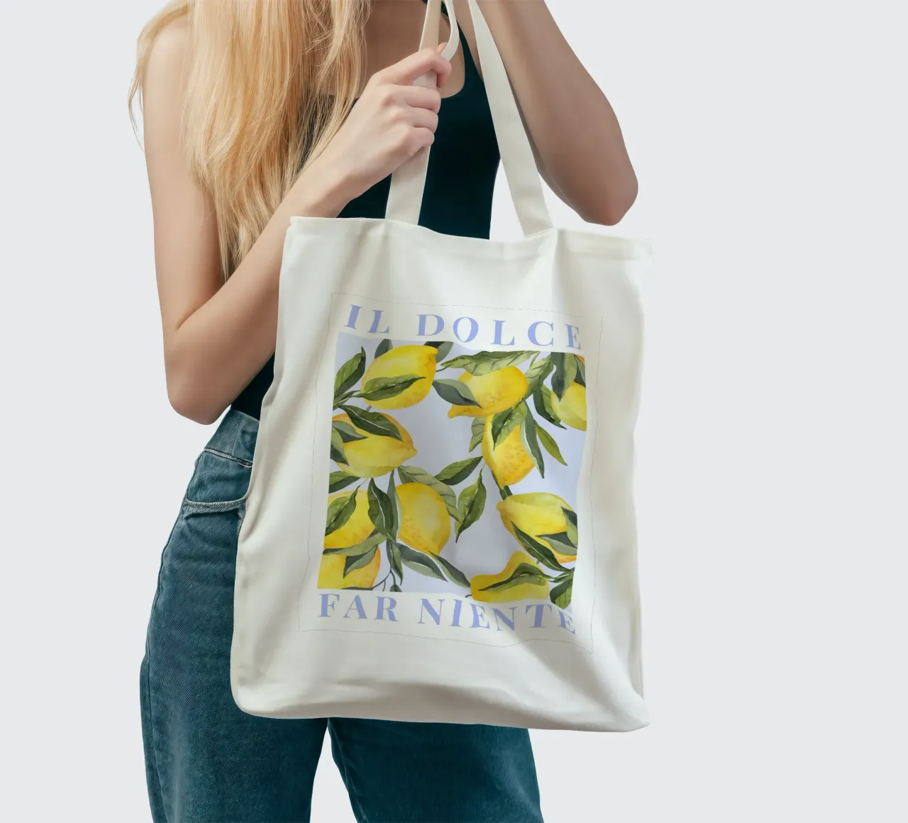 Zitrone drucken, Das Dolce Far Niente, Zitrone Poster Jutebeutel von Bella Studio