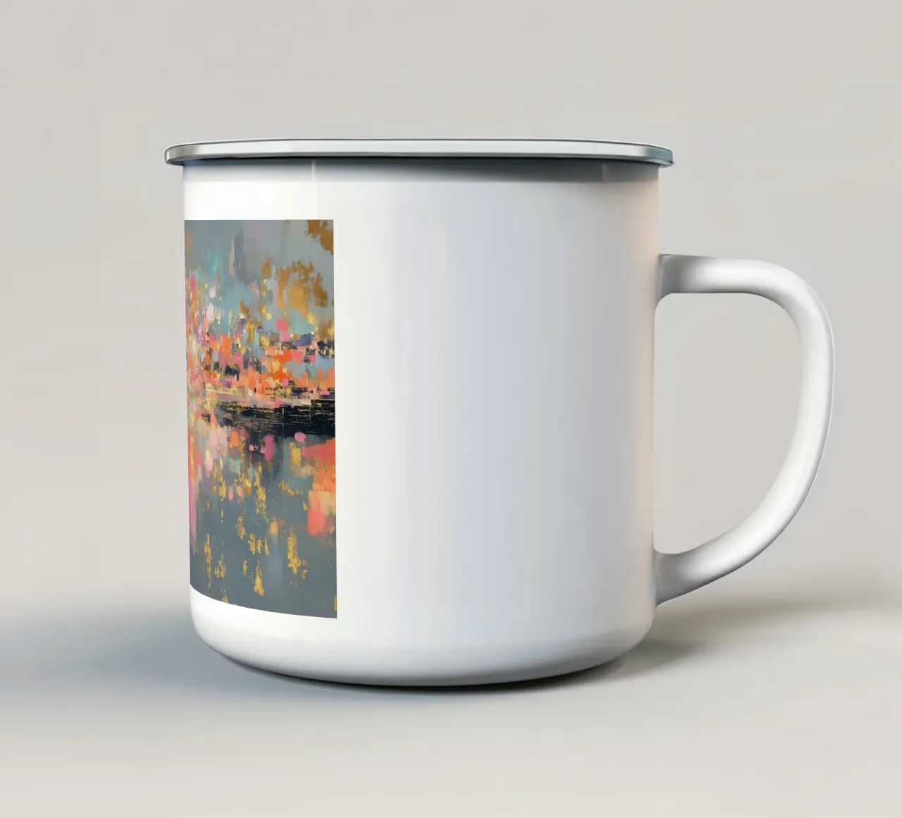 Goldene Fiktion in Farben Emaille Tasse von Carinaprint