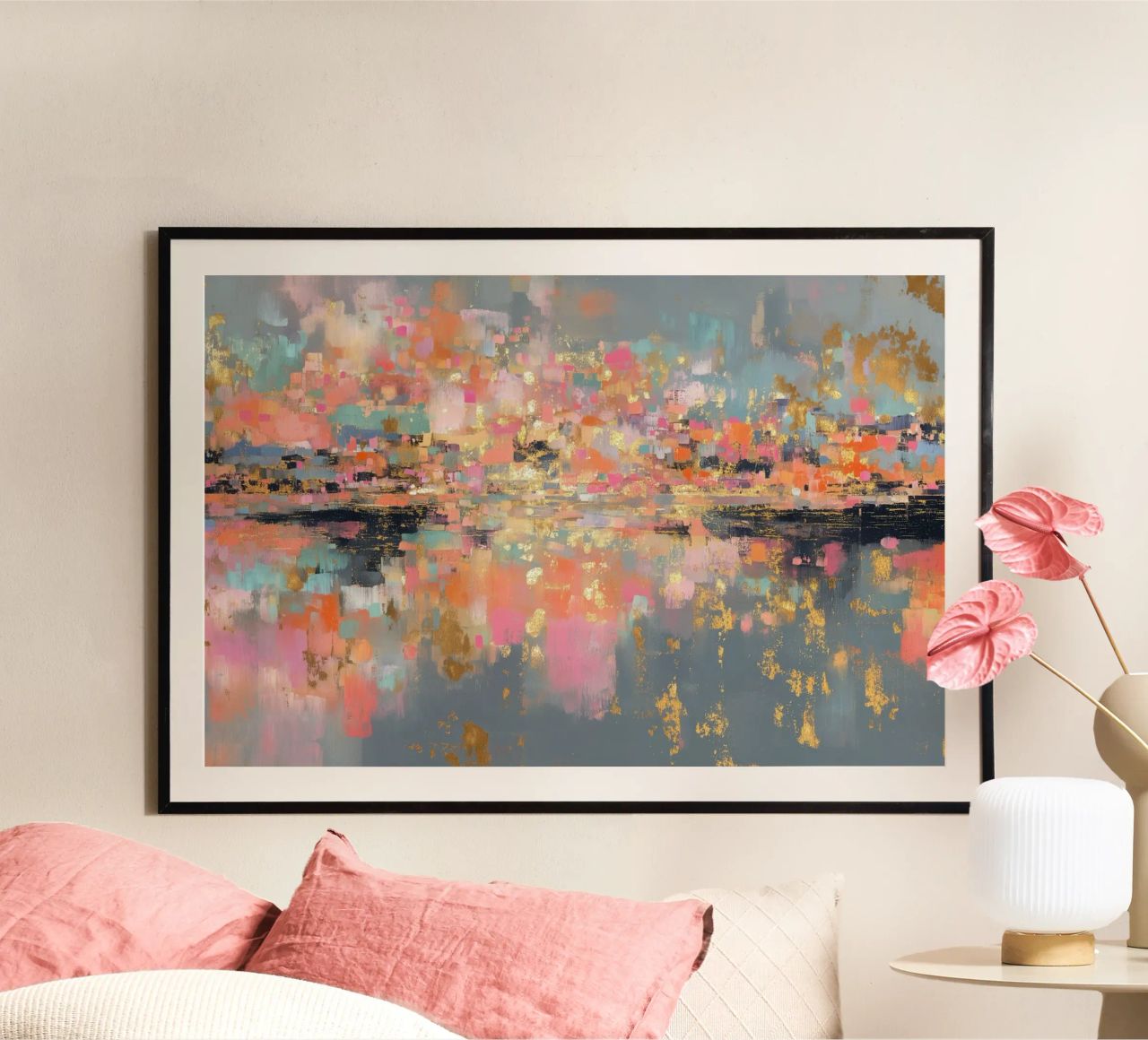 Goldene Fiktion in Farben Poster von Carinaprint