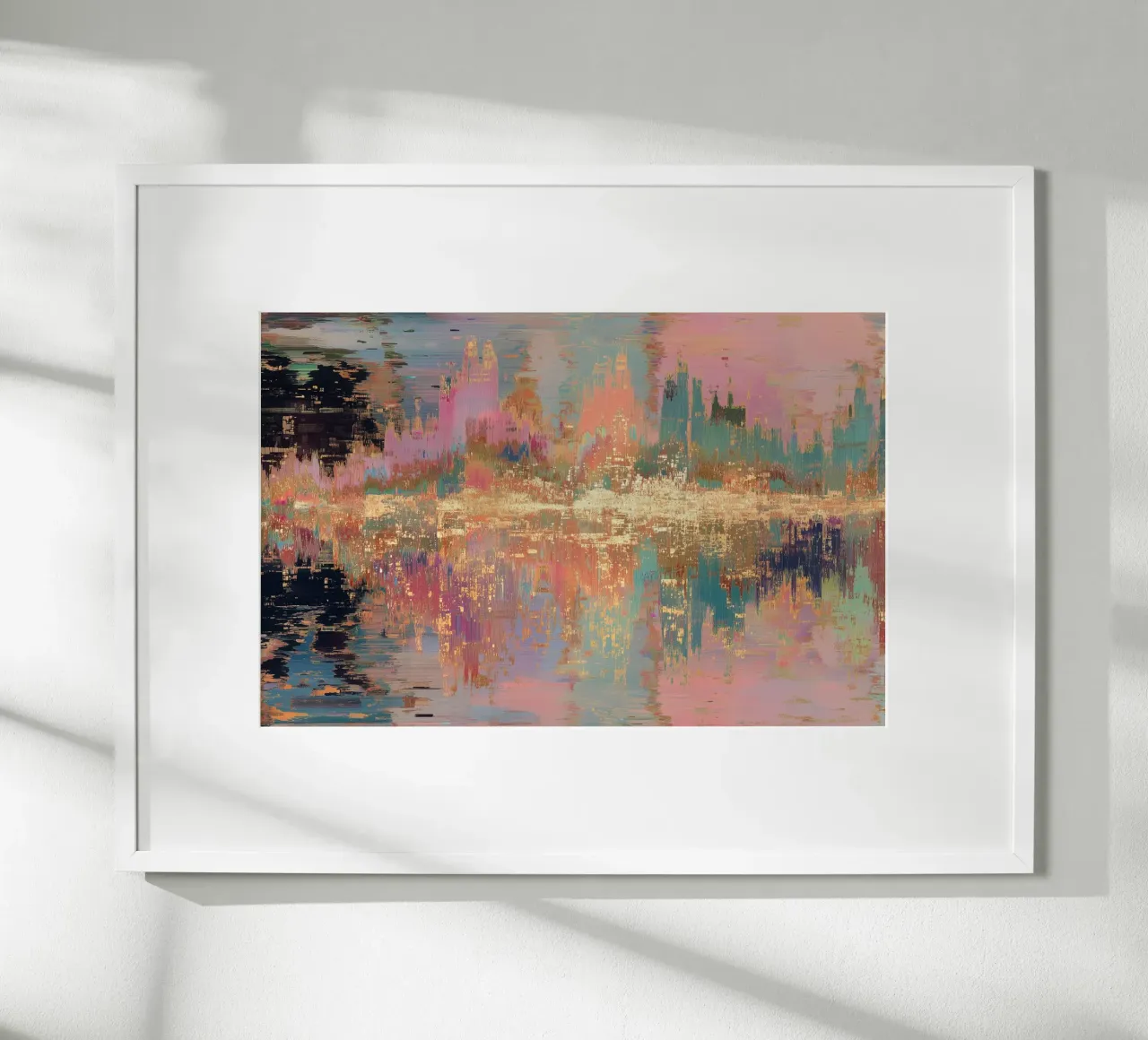 Gouden abstracte dromen poster met kunststof frame van Carinaprint