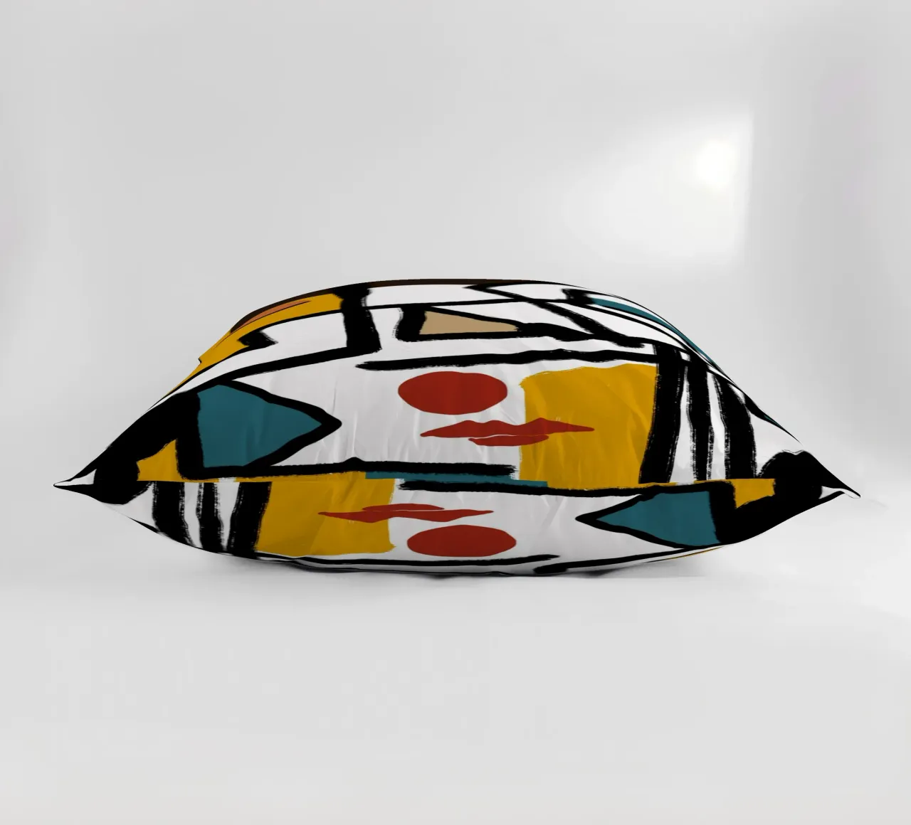 Abstract cubist portrait decorative cushion by Little Dean