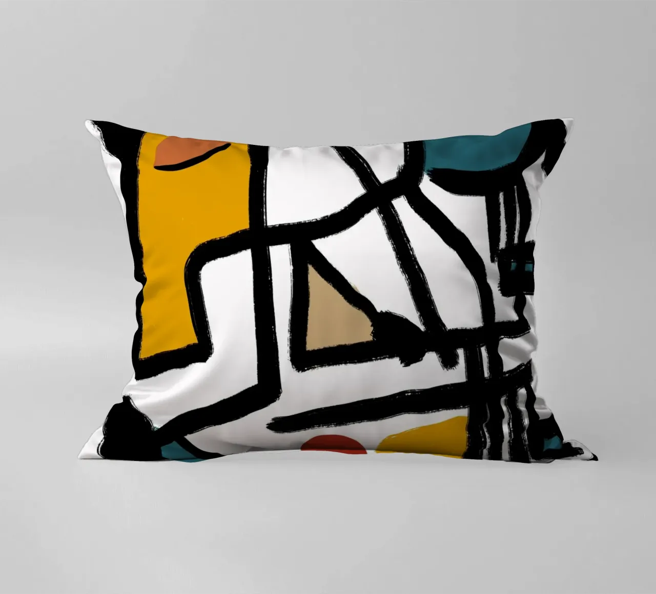 Abstract cubist portrait decorative cushion by Little Dean