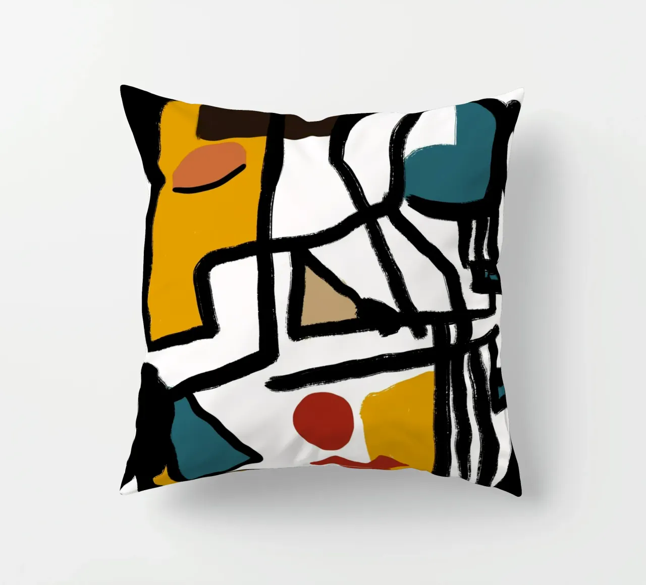 Abstract cubist portrait decorative cushion by Little Dean