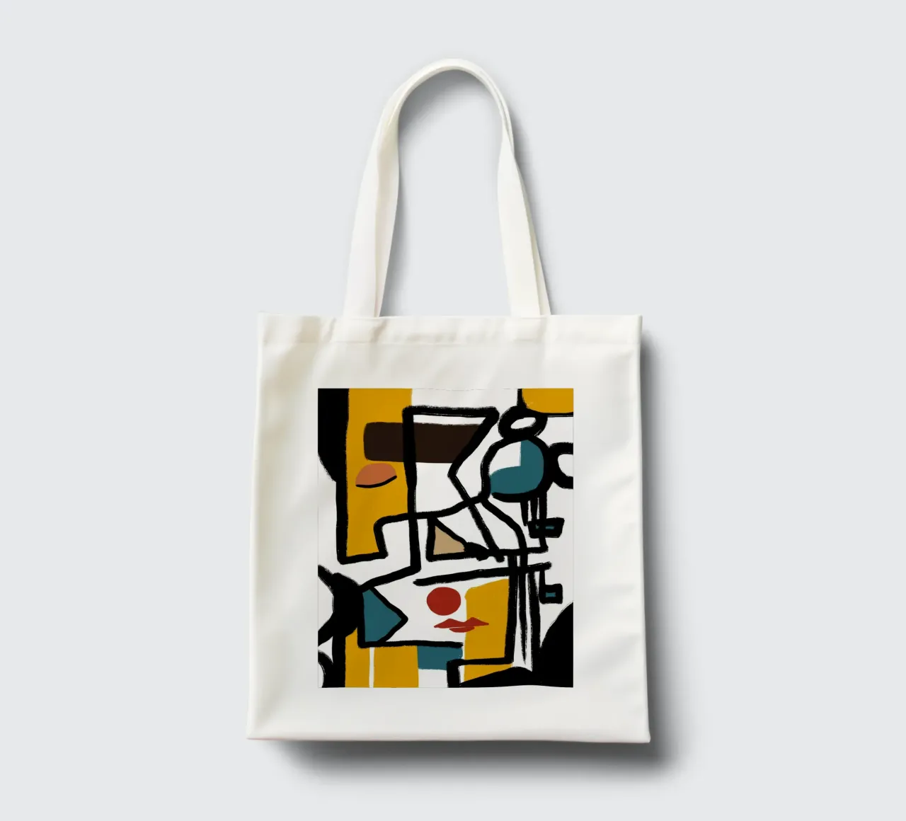 Abstract cubist portrait tote bag by Little Dean