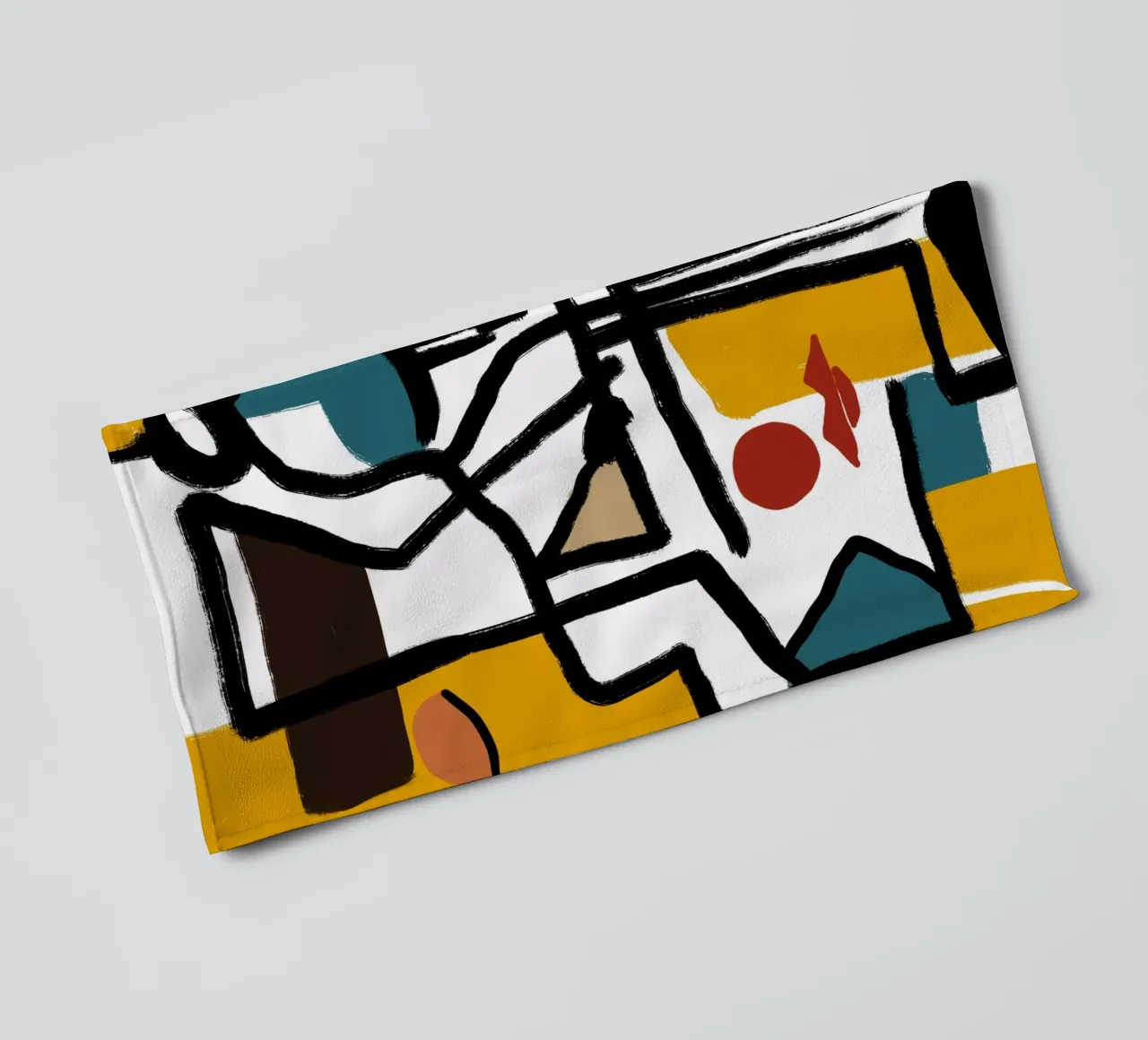 Abstract cubist portrait towel by Little Dean