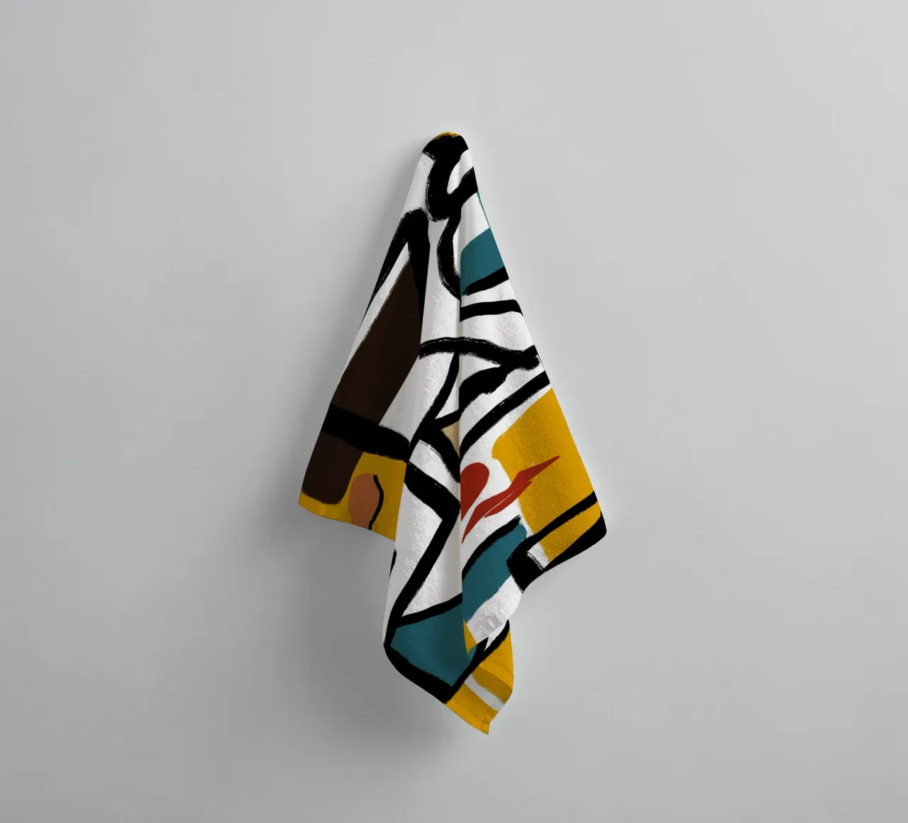Abstract cubist portrait towel by Little Dean