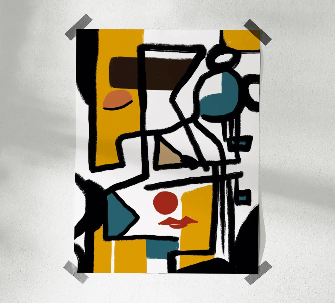 Abstract cubist portrait poster by Little Dean