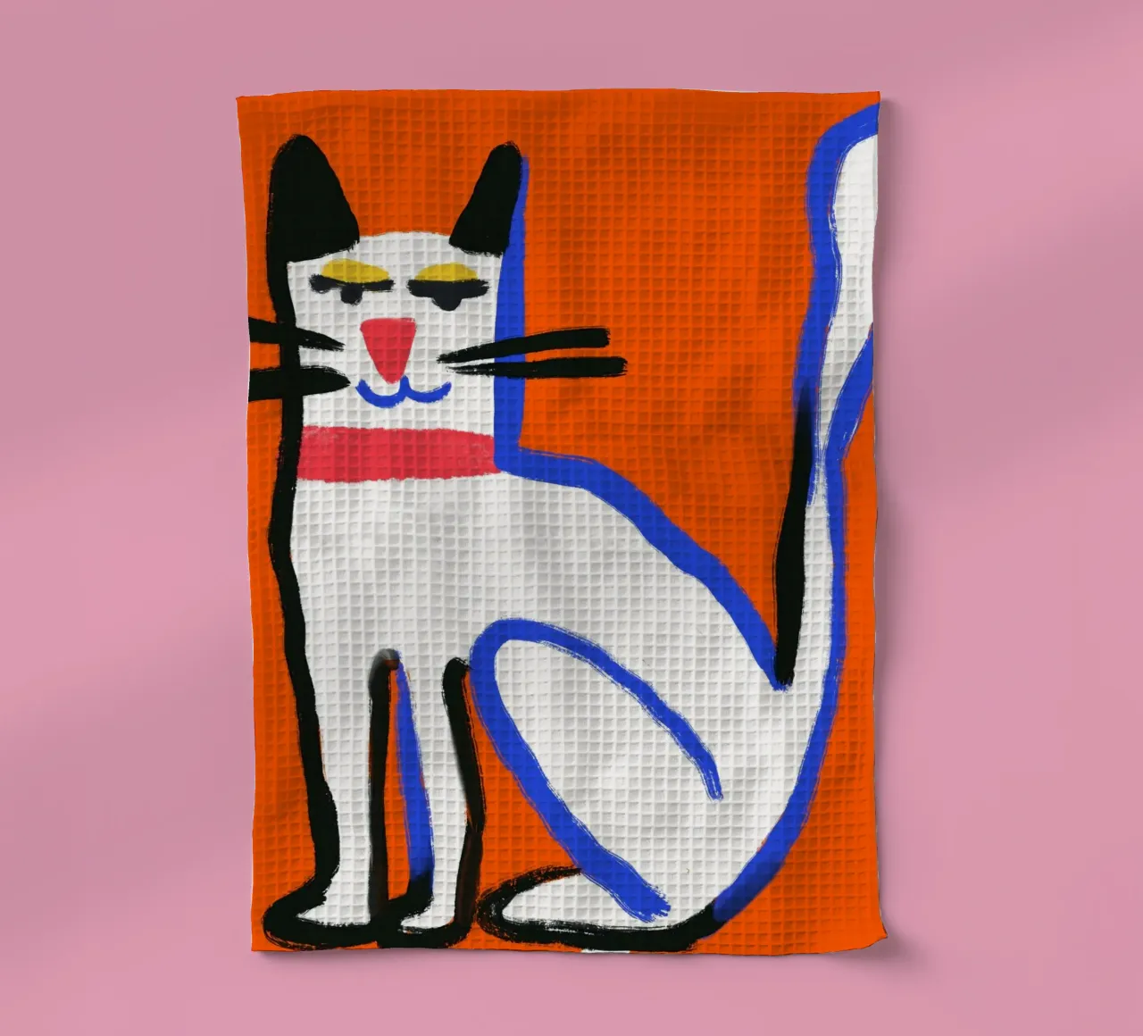 Blaue Katze Geschirrtuch von Little Dean