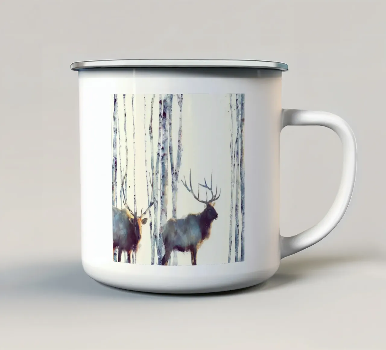 I due cervi di Amy Hamilton tazza in smalto da kbm store