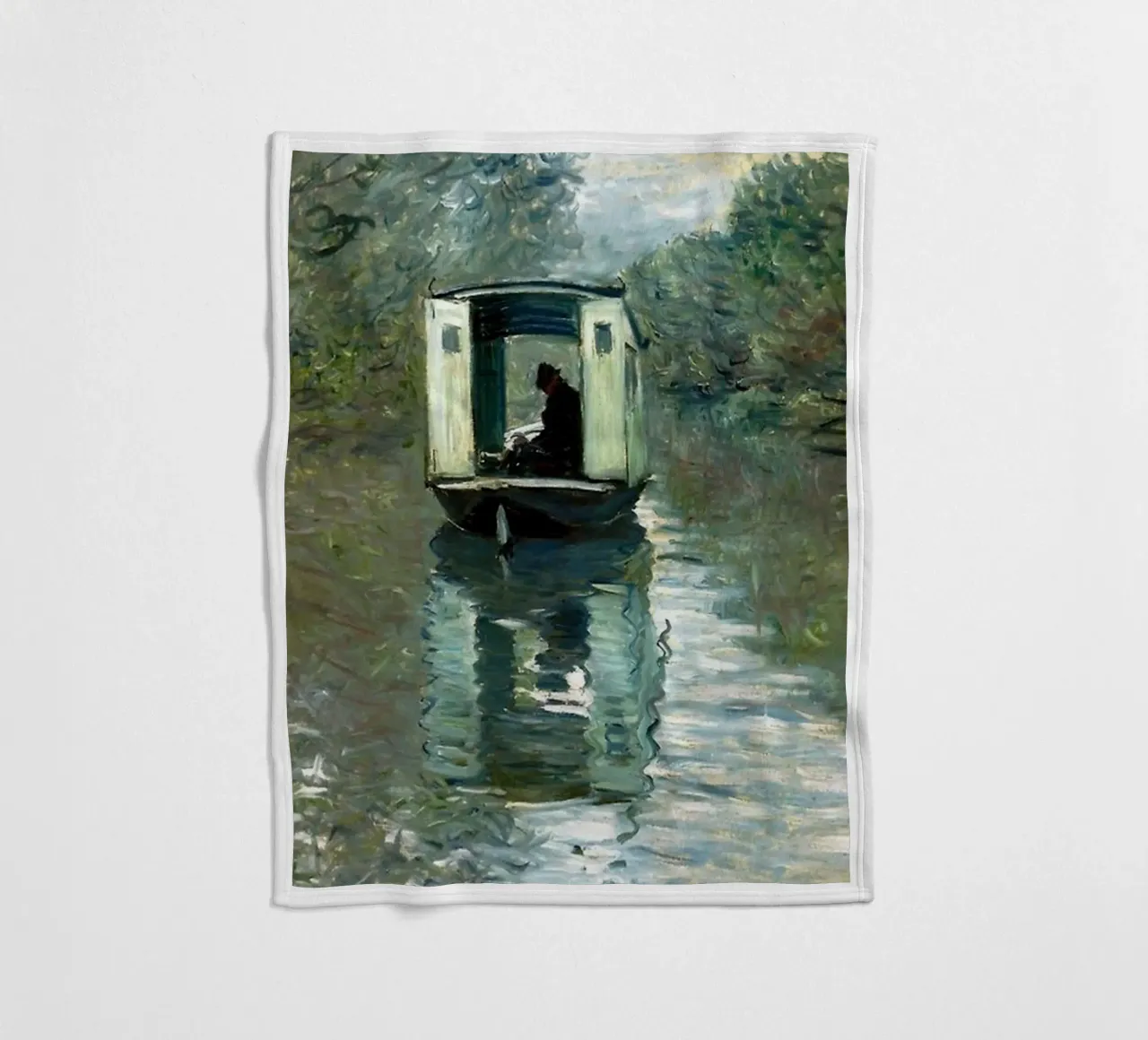 man besteigt ein boot in der heiterkeit von claude monet Fleecedecke von belong shop