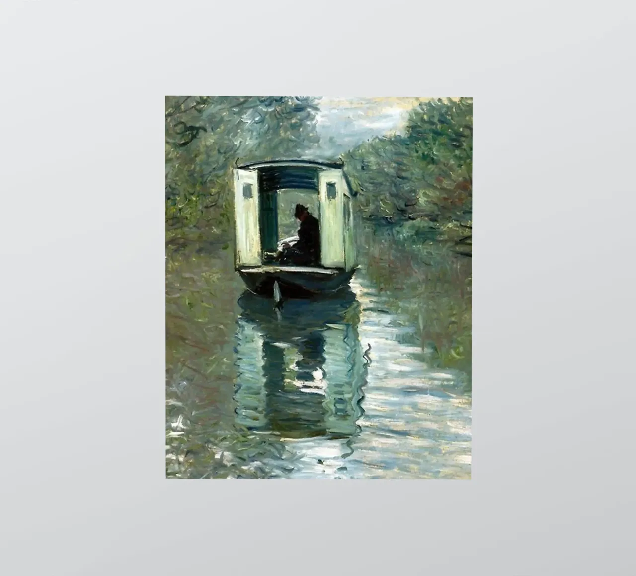 man besteigt ein boot in der heiterkeit von claude monet Sticker von belong shop