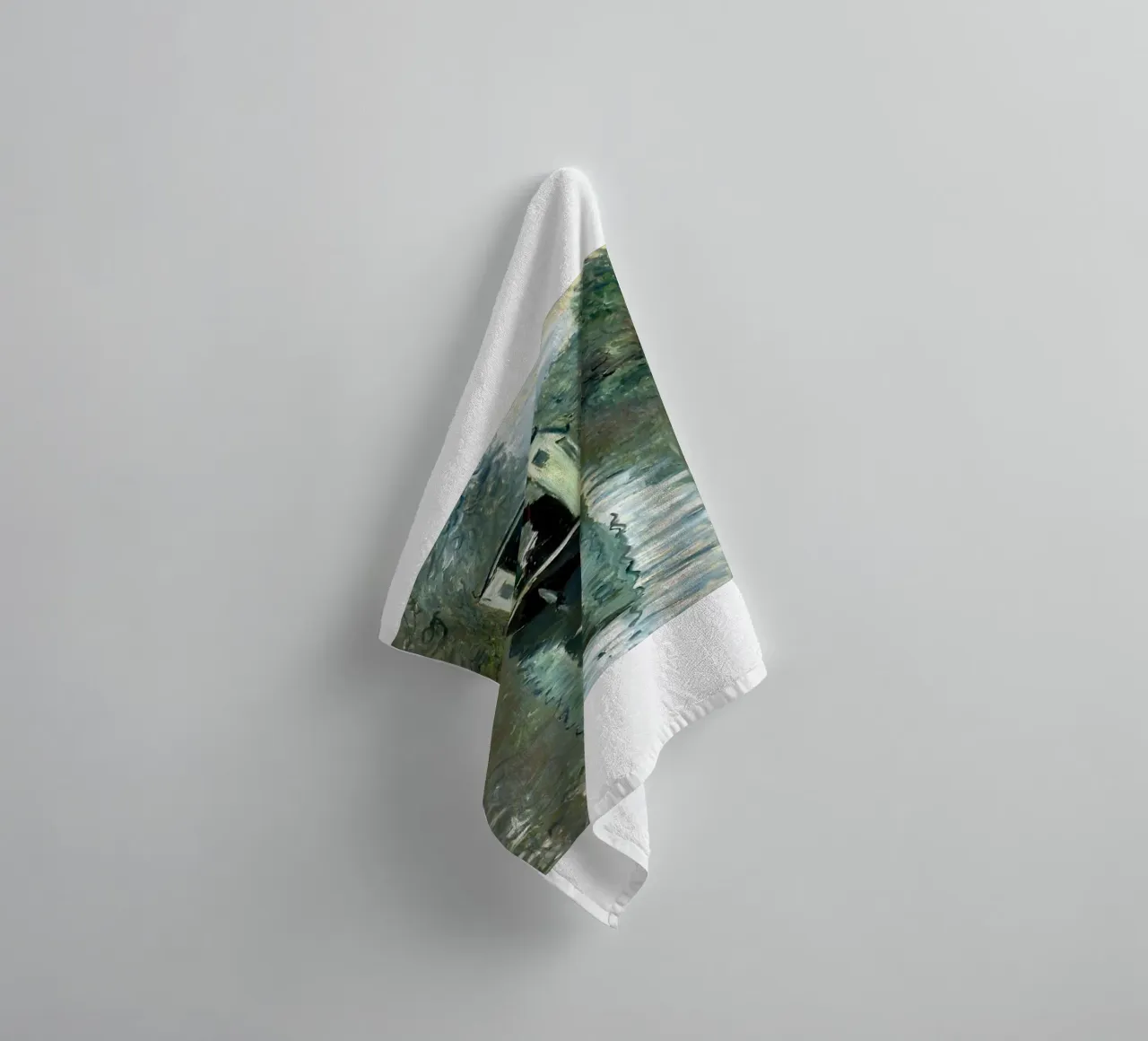 man besteigt ein boot in der heiterkeit von claude monet Handtuch von belong shop