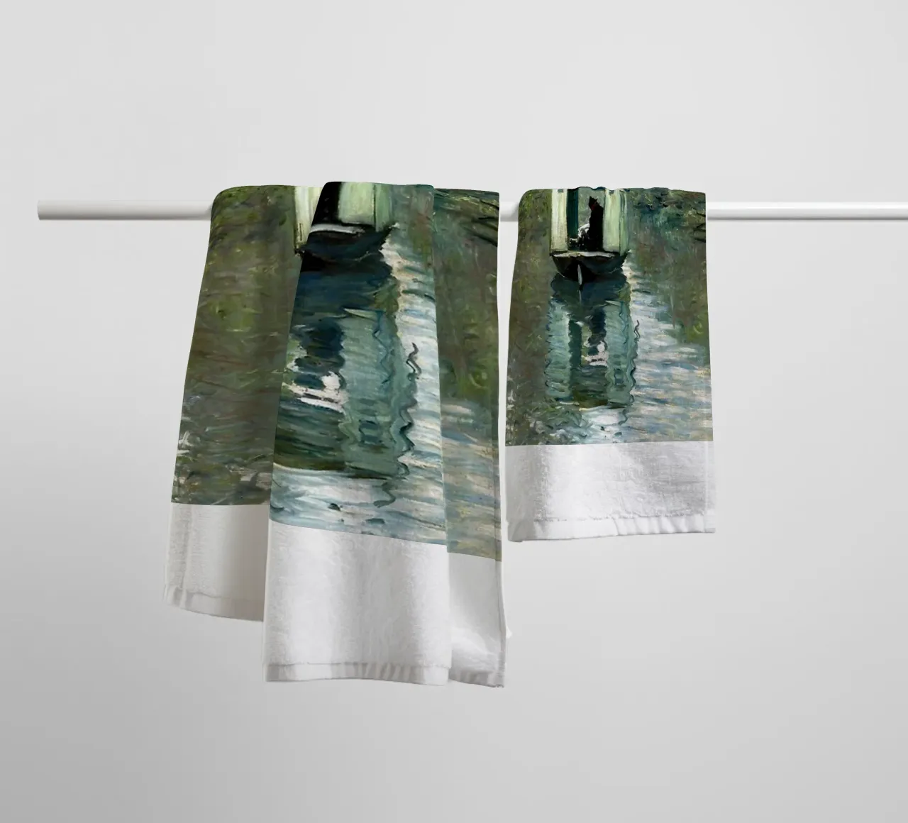 man besteigt ein boot in der heiterkeit von claude monet Handtuch von belong shop