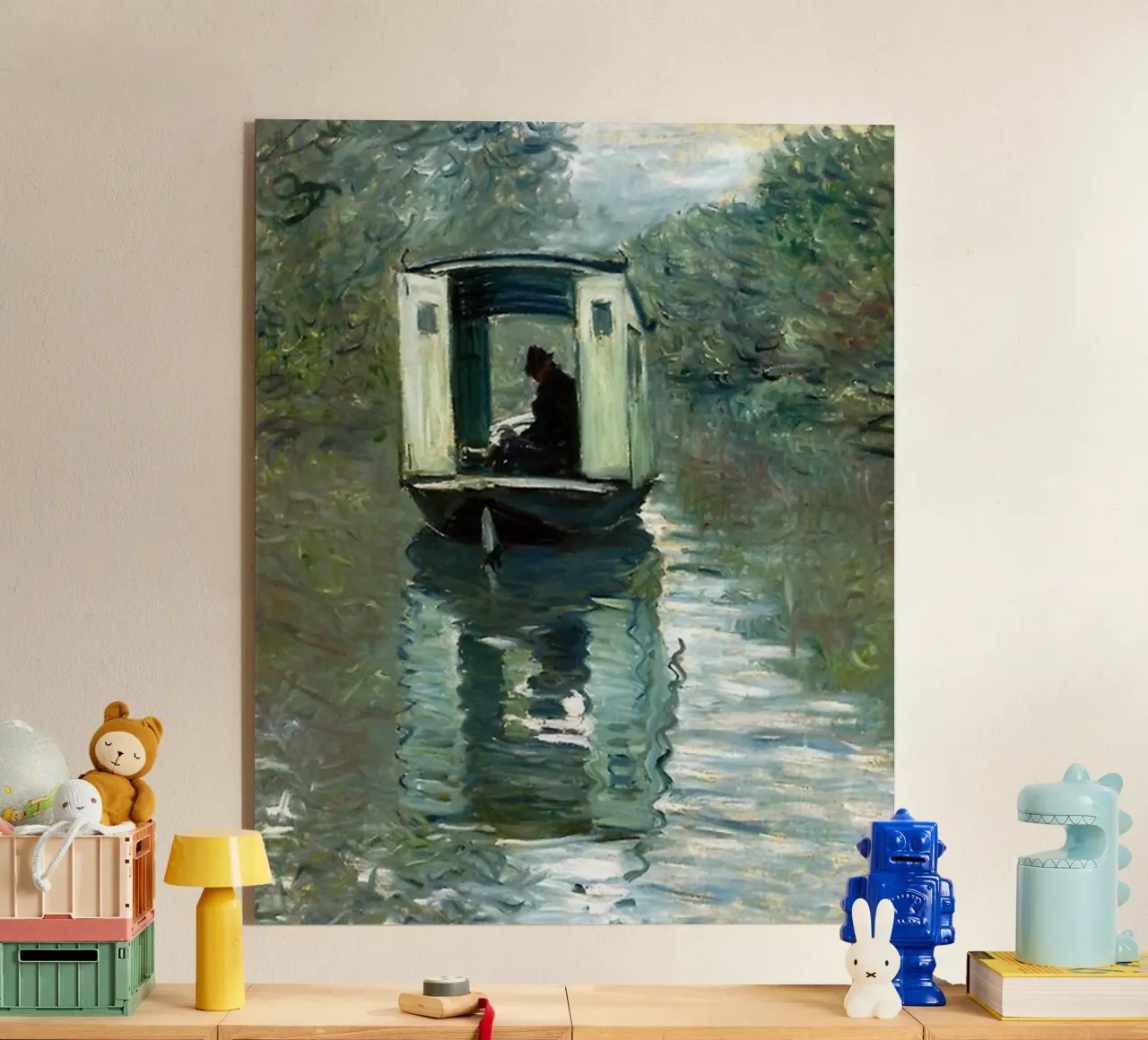 one boards a boat in the serenity of claude monet acrylic glass by belong shop