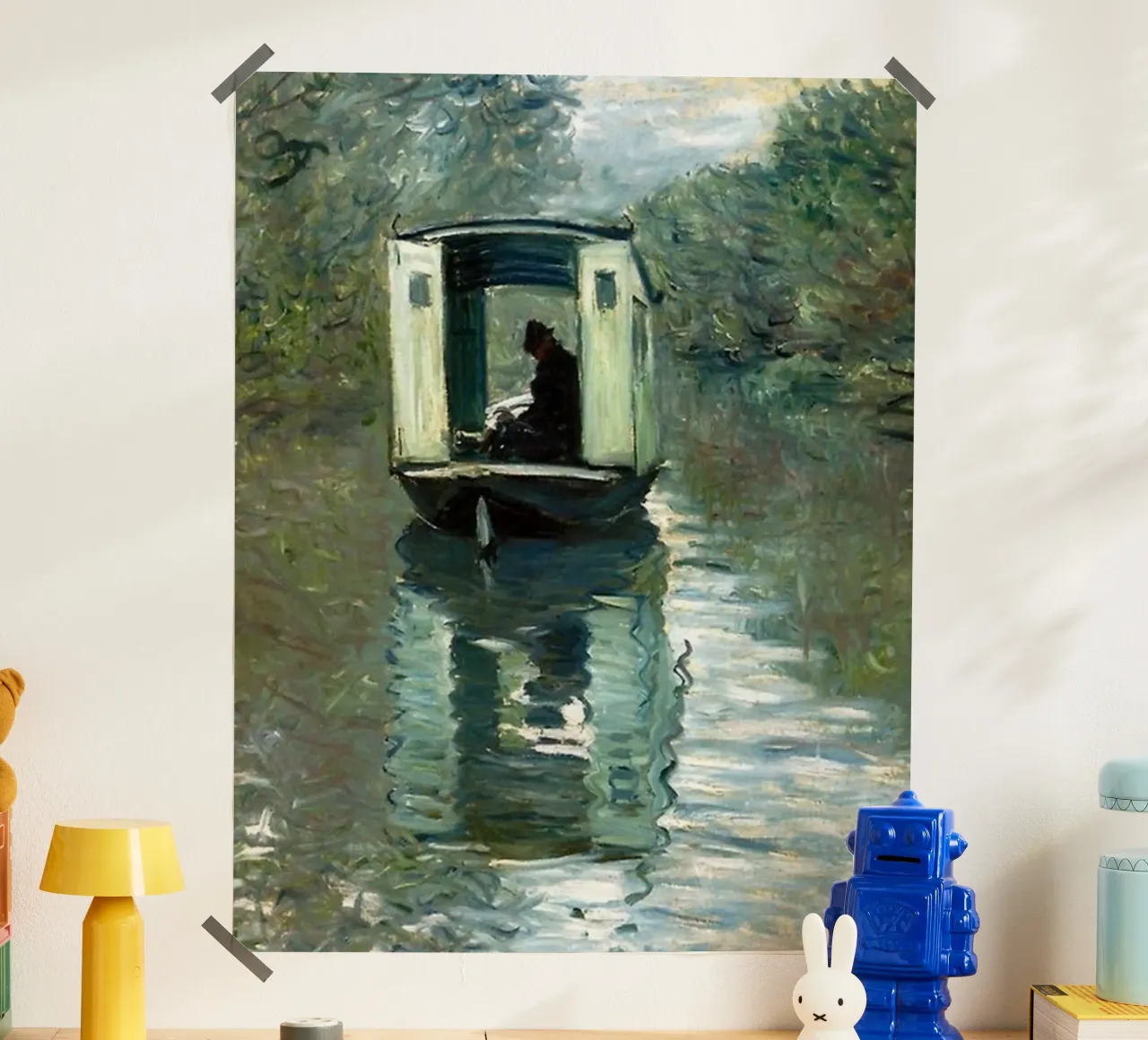 man besteigt ein boot in der heiterkeit von claude monet Hahnemühle von belong shop