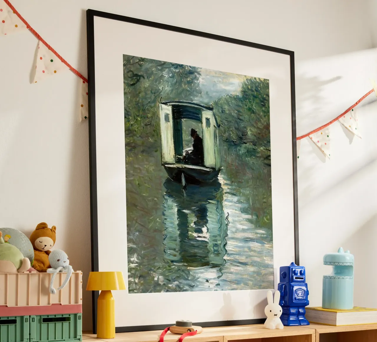 man besteigt ein boot in der heiterkeit von claude monet Hahnemühle von belong shop