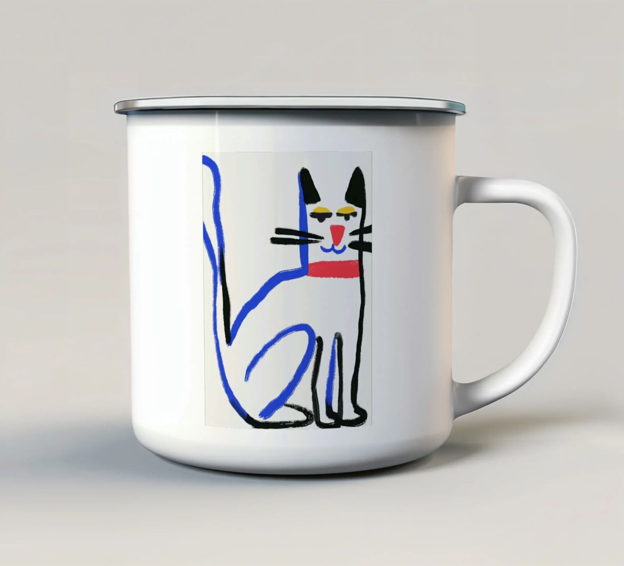 Gatto bianco tazza in smalto da Little Dean